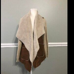 Moth Anthropologie Draped Faux Suede Open Jacket Sz XS